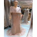 2017 Guangzhou Elegantes Kleid mit Tüll Cape Futter Perlen Abendkleider